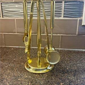 Brass Gold Cocktail Bar Set on Round Base